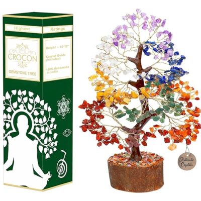 Crocon Seven Chakra Tree Of Life For Positive Energy – Feng Shui Decor, Fake Bonsai, Crystals And Healing Stones, Money Tree, Room Decor 7 Chakra, Stone, Healing Crystals, Spiritual Gifts