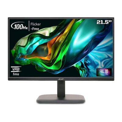 Acer EK220Q 21.5 Inch (54.61 cm) Full HD (1920×1080) Pixels VA Panel LCD Monitor with LED Back Light I 1 MS VRB, 100Hz Refresh I 250 Nits I HDMI & VGA Ports with HDMI Cable I Eye Care Features (Black)