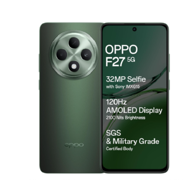 OPPO F27 5G (Emerald Green, 8GB RAM, 256GB Storage) | 6.67″ FHD+ AMOLED Display|32MP Sony IMX615 Selfie Camera |AI Portrait Expert| 45W SUPERVOOC| with No Cost EMI/Additional Exchange Offers